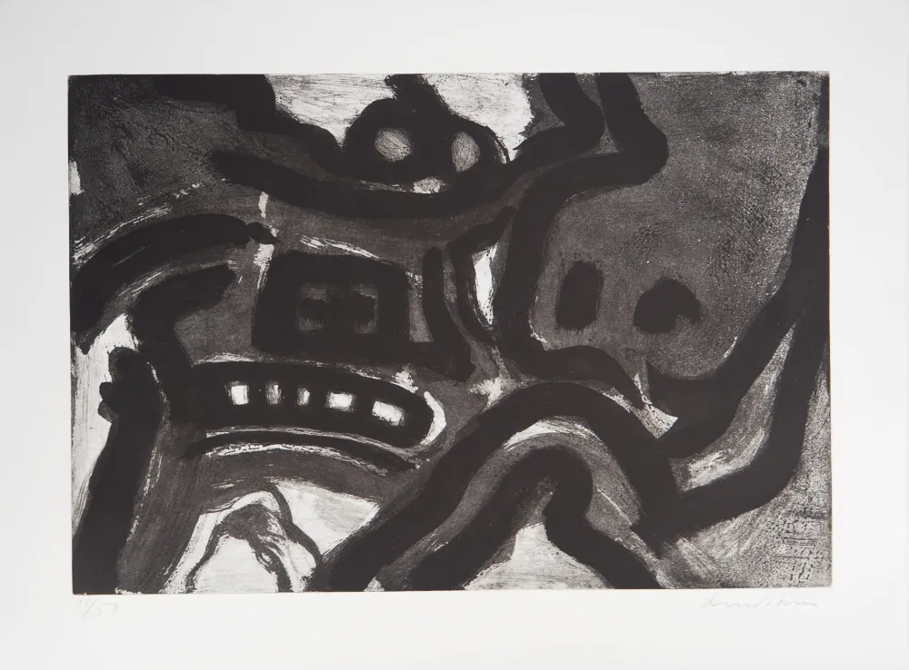 Aquatint Lindstrom - Symboles abstraits