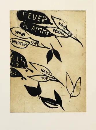 Ets En Aquatint Lootz - Talking Leaves III