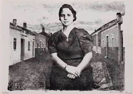 Lithografie López Garcia - La madre del artista en Tomelloso