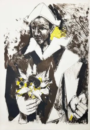 Lithografie Lorjou - Arlequin au tournesol