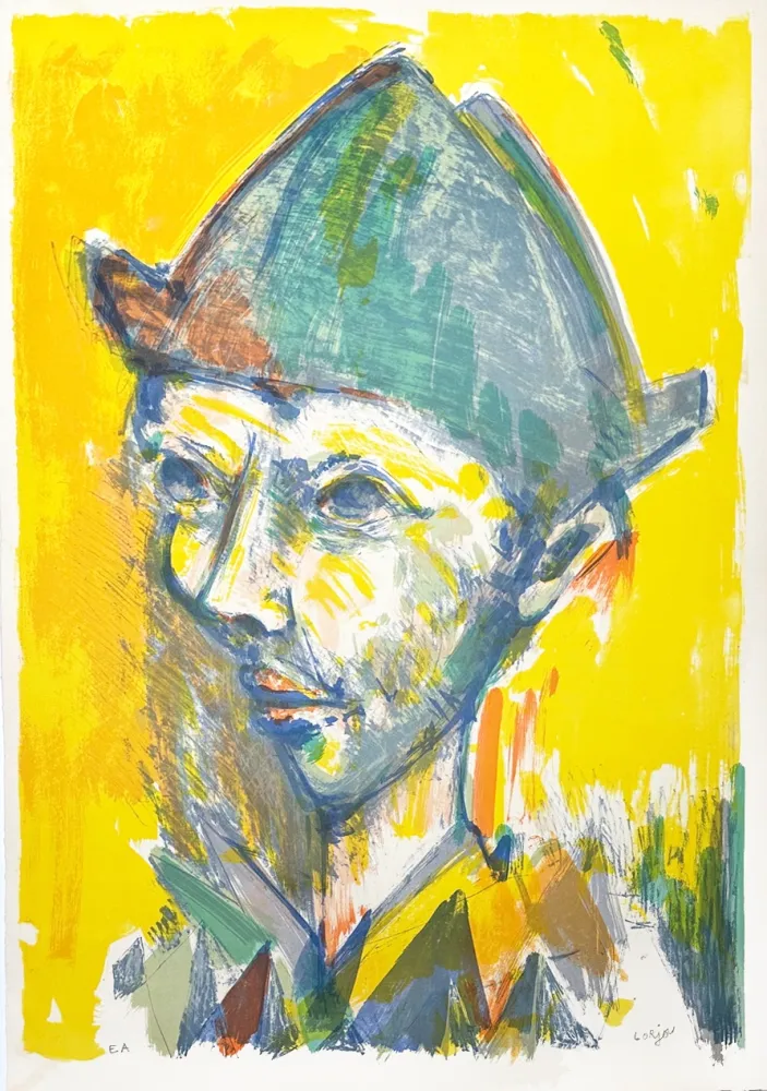 Lithografie Lorjou - Arlequin jaune