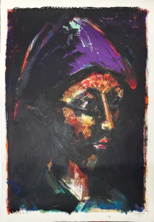 Lithografie Lorjou - Arlequin mauve