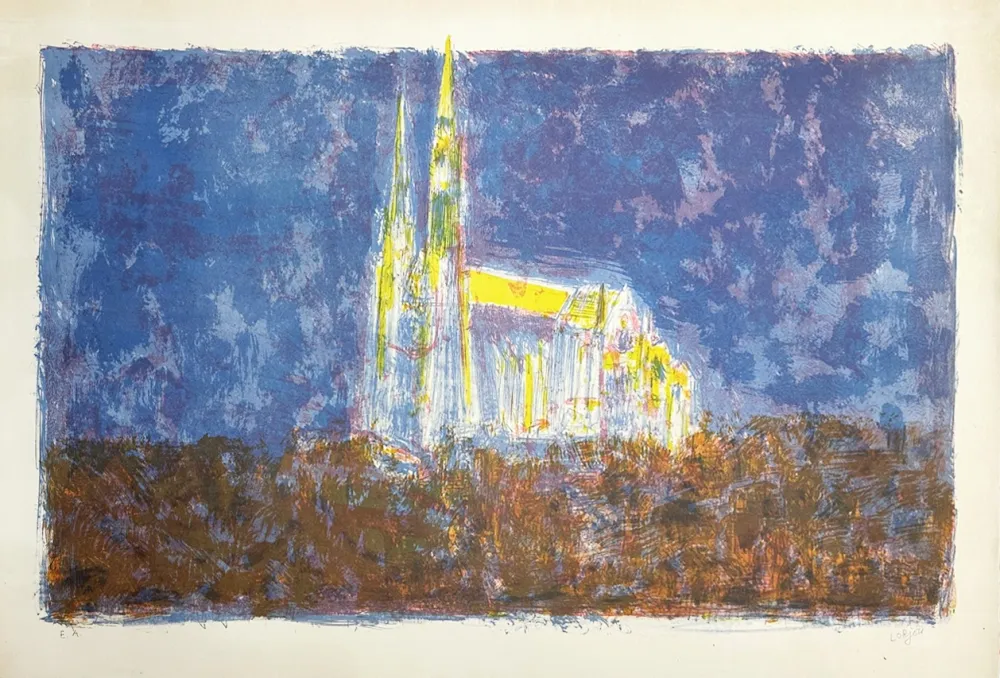 Lithografie Lorjou - Cathédrale de Chartres