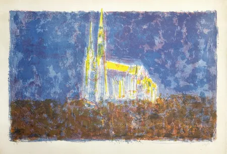 Lithografie Lorjou - Cathédrale de Chartres
