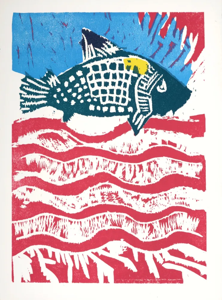 Houtsnede Lorjou - La Carpe, 1965