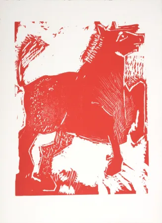 Houtsnede Lorjou - Le Cheval, 1965