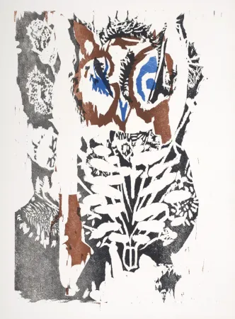 Houtsnede Lorjou - Le Hibou,1965