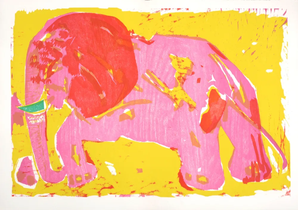 Houtsnede Lorjou - L'Elephant, 1965