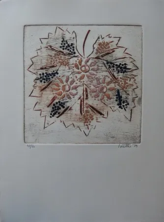 Ets En Aquatint Louttre - Soleil, vigne, vin