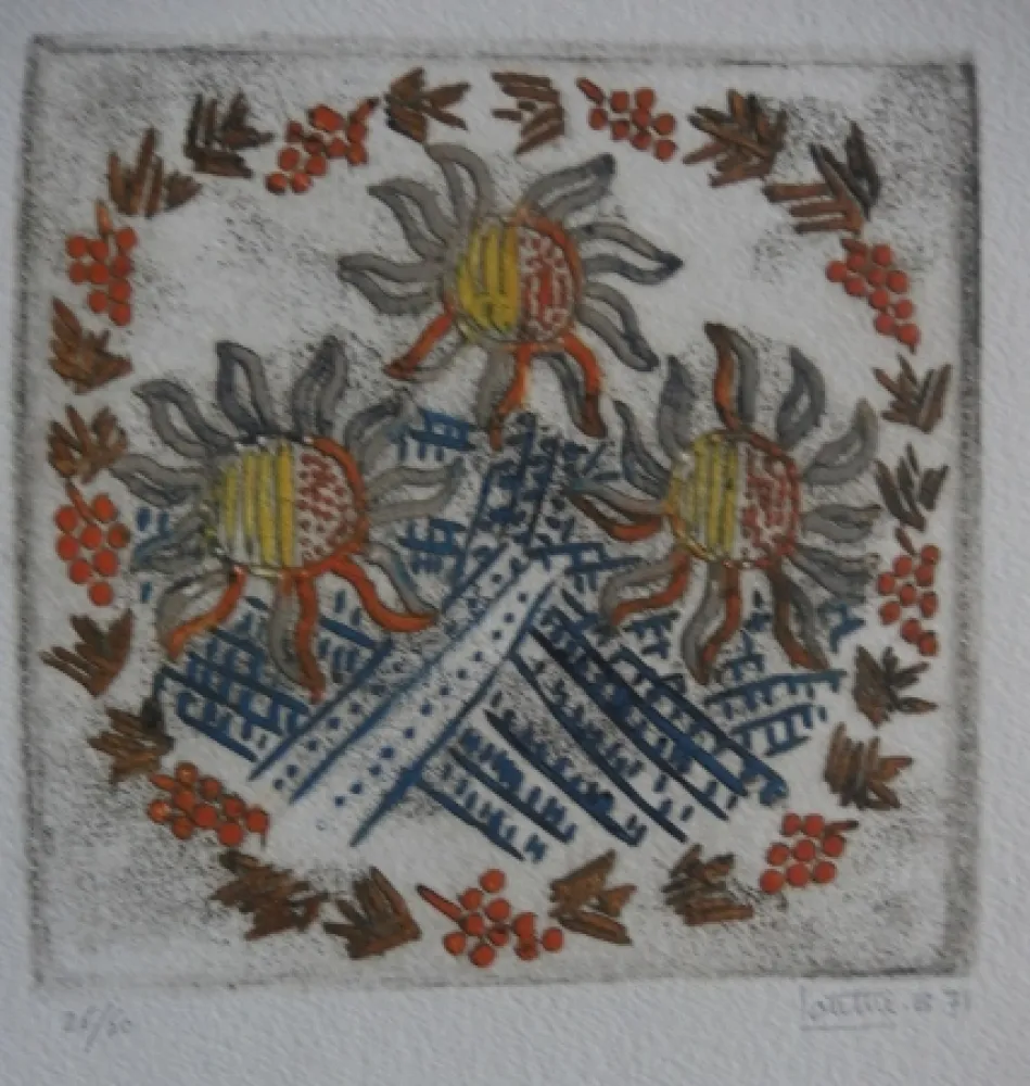 Ets En Aquatint Louttre - Tournesols, Soleil