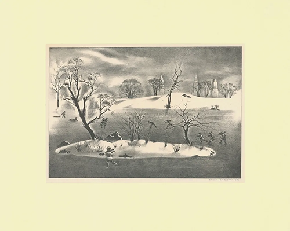 Lithografie Lozowick - Skaters' Island