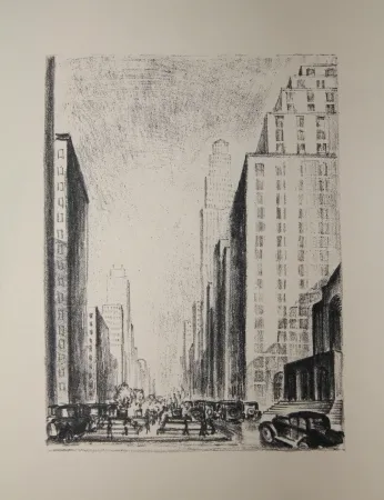 Lithografie Lubbers - NEW-YORK / BROADWAY