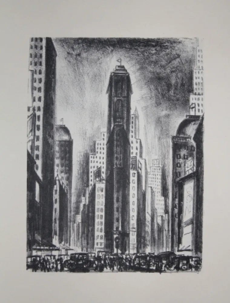 Lithografie Lubbers - NEW-YORK / TIMES SQUARE