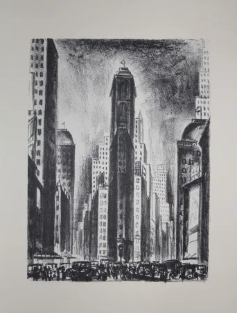 Lithografie Lubbers - NEW-YORK / TIMES SQUARE