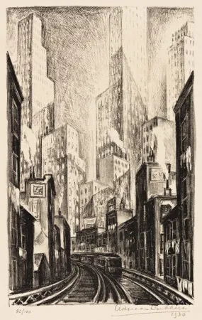 Lithografie Lubbers - The El at Chatham Square