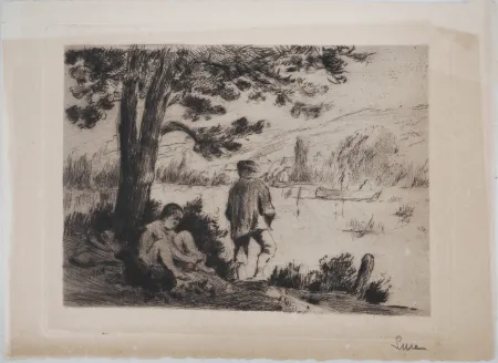 Droge Naald Luce - Maximilien LUCE - Après-midi d'Été dans l'Yonne Vers 1890 - Gravure originale signée
