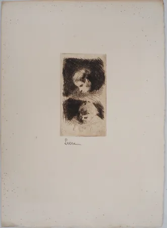 Droge Naald Luce - Maximilien LUCE - Etude d'un jeune enfant Vers 1890 - Gravure originale signée 