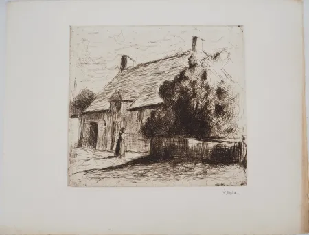 Droge Naald Luce - Maximilien LUCE - Maison villageoise à Bessy-sur-Cure Vers 1900 - Gravure originale signée