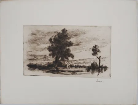 Droge Naald Luce - Maximilien LUCE - Paysage bucolique (Yonne) Vers 1910 - Gravure originale signée