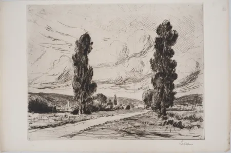 Droge Naald Luce - Maximilien LUCE - Paysage : Ferme dans l'Yonne Vers 1900 - Gravure originale signée