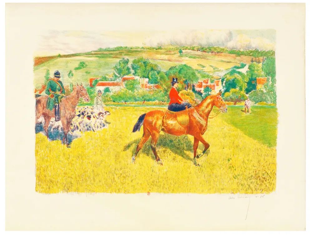 Lithografie Lunois - Départ pour la Chasse