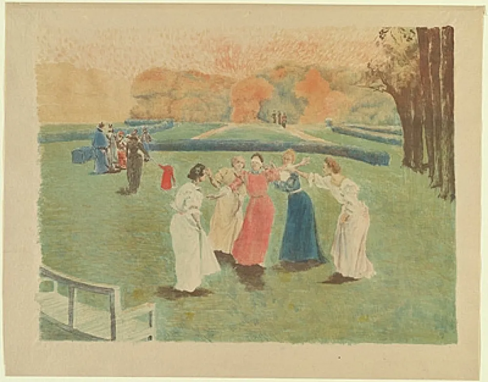 Lithografie Lunois - Le colin-maillard (Blind Man's Bluff)