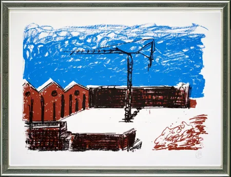 Zeefdruk Lüpertz - Forumsmauern (Baukran)