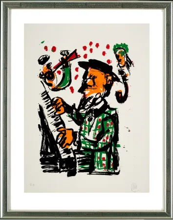 Zeefdruk Lüpertz - O.T. (Jazzmusiker am Piano)