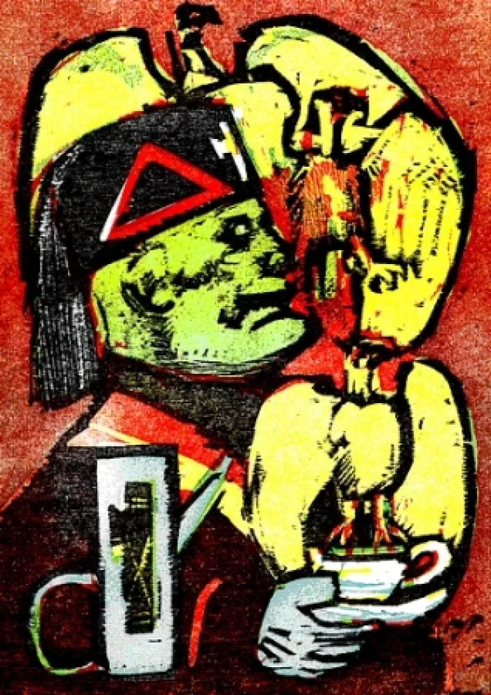 Geïllustreerd Boek Maccari - Lunch at Mussolini