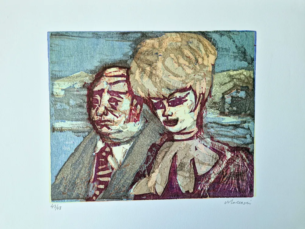 Houtsnede Maccari - Vivo di volata II