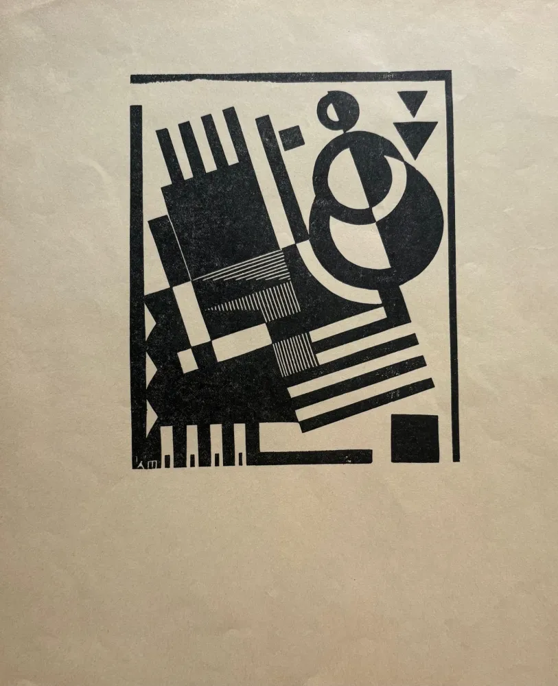 Linosnede Maes - Composition 10 (proof for Belgian periodical 