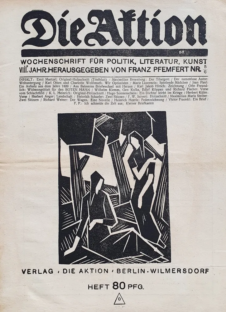 Houtsnede Maetzel - Zwei Frauen (Die Aktion) 