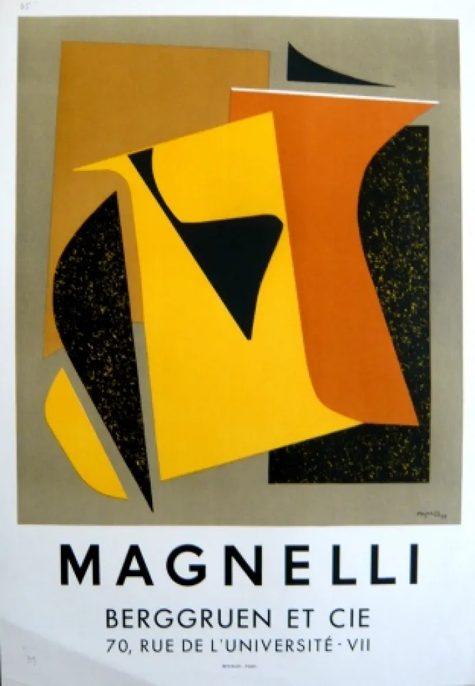 Lithografie Magnelli - Affiche exposition galerie Berggruen Mourlot