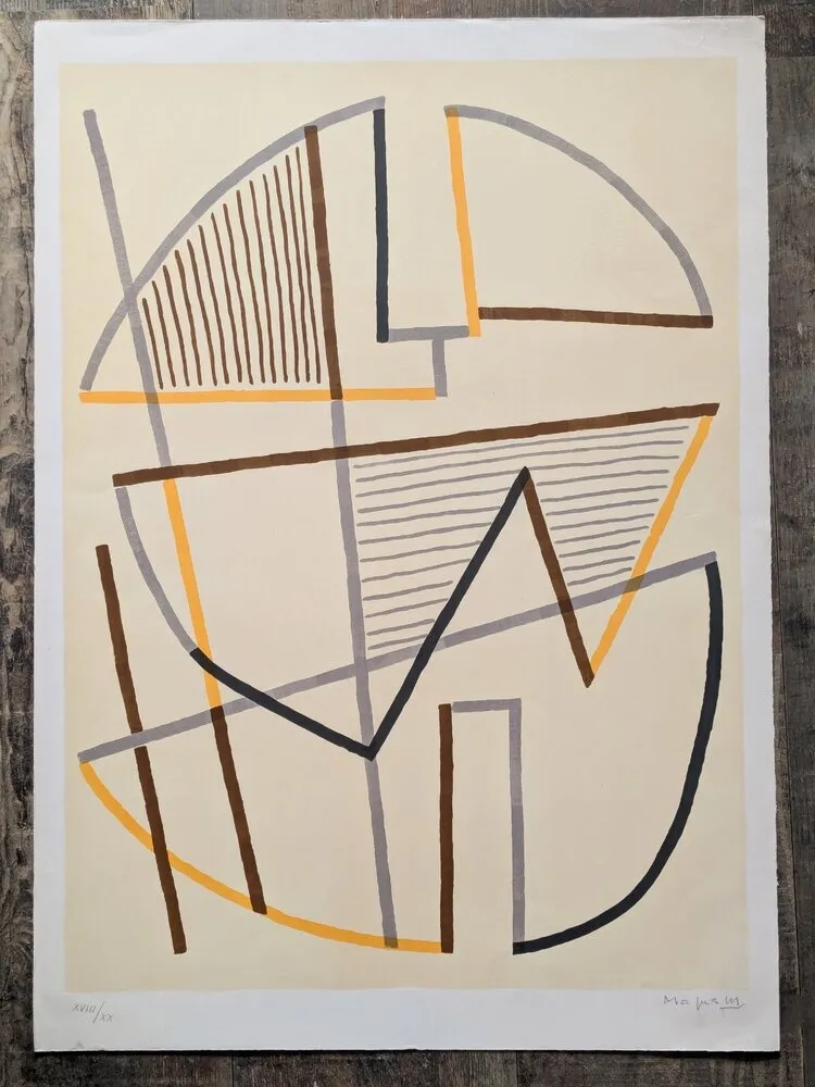 Lithografie Magnelli - Alberto Magnelli, Donna Seduta, Hand-Signed Lithograph in 7 colors,