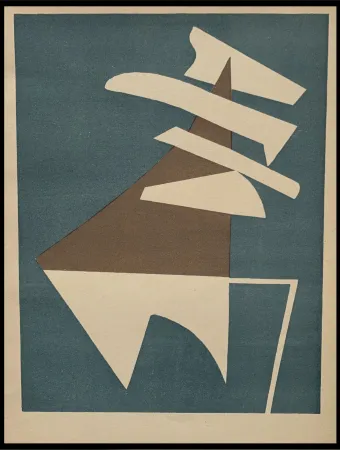 Lithografie Magnelli - Composition sur fond bleu 