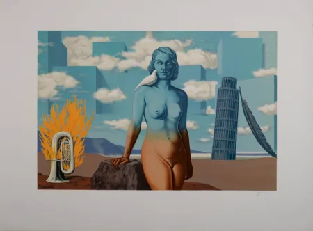 Lithografie Magritte - Un Bombardon Libère son Bouquet de Flammes, 1968