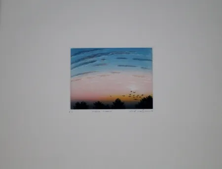 Ets En Aquatint Maibaum - Abend-Morgen