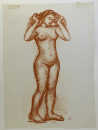 Lithografie Maillol - Femme nue en pied. 1935
