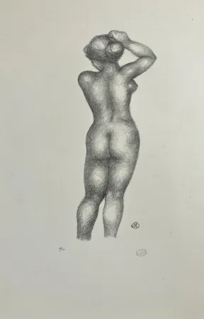 Lithografie Maillol - Nu de dos, bras levé. 1925.