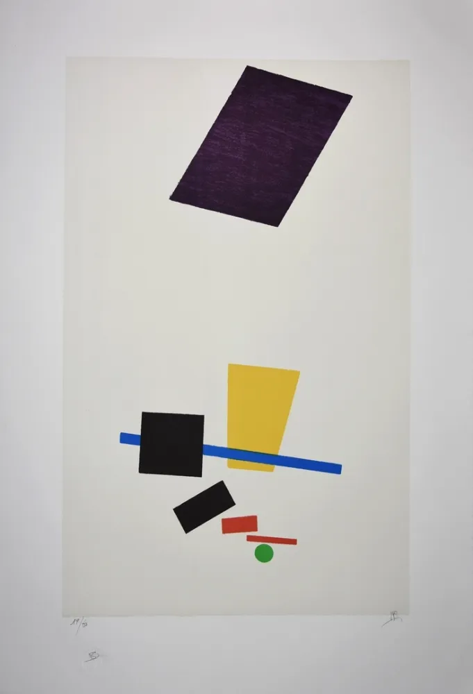 Lithografie Malevitch - Réalité peinte d'un joueur de football / Painterly Realism of a Football Player - 1915