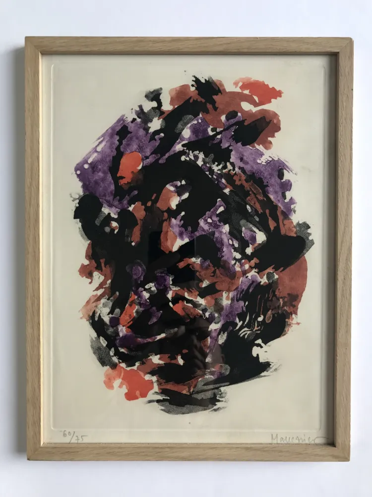 Aquatint Manessier - Eau-forte en rouge et violet n°23 bis