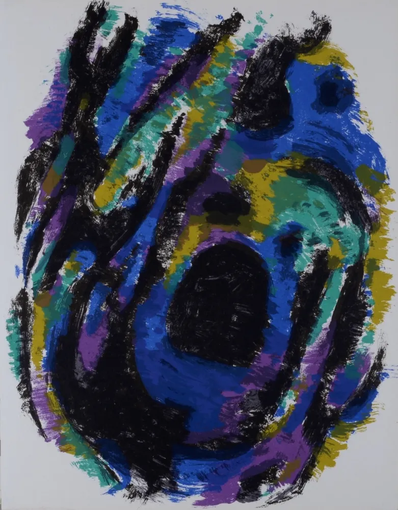 Lithografie Manessier - Le Nid, Petite tache noire