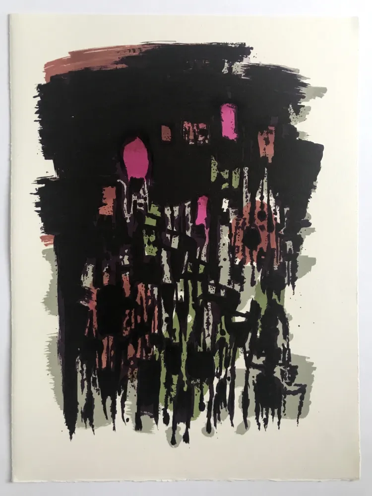 Lithografie Manessier - L'enfant dans la cité des ombres III : Le Capharnaüm