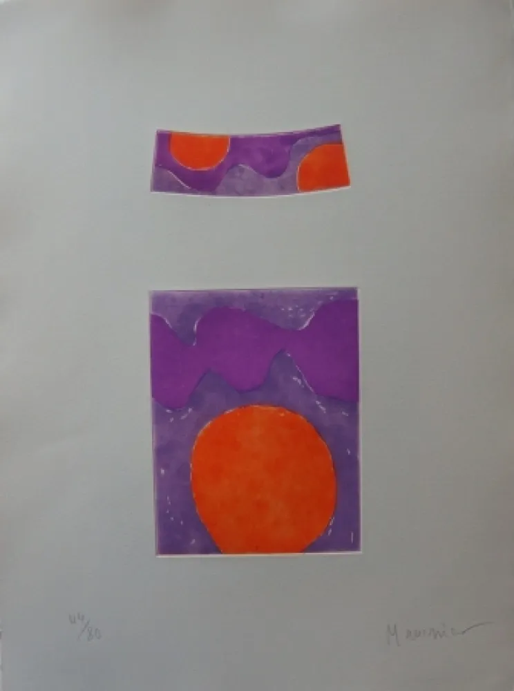 Ets En Aquatint Manessier - Soleils oranges