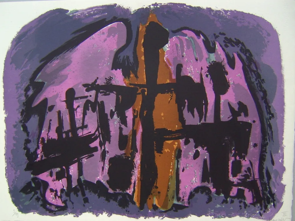 Lithografie Manessier - Suite de Paques XI, La Mise au tombeau