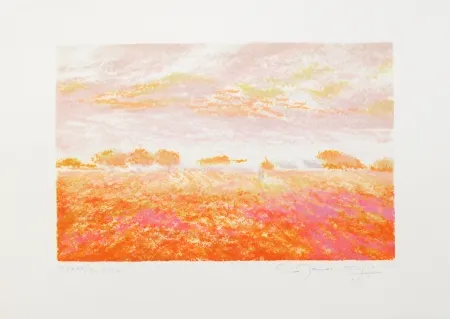 Lithografie Manoukian - Dans les champs / In the Fields