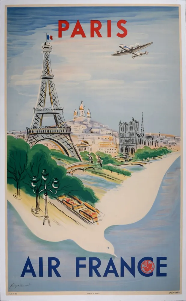 Lithografie Manset - Air France Paris, vers 1950 - Hand-signed