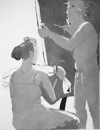 Ets En Aquatint Manzu - Pittore e modella