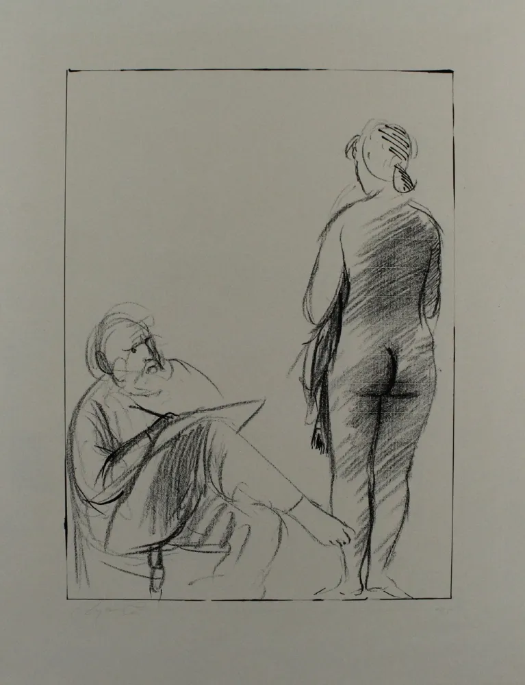 Lithografie Manzu - Pittore e modella