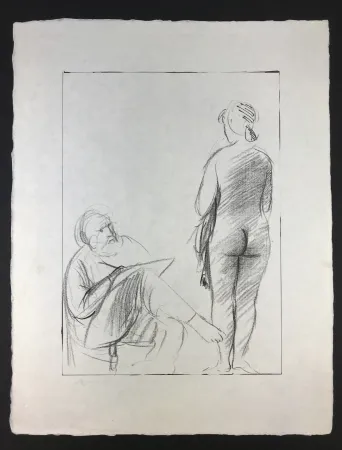 Lithografie Manzu - Pittore e Modella